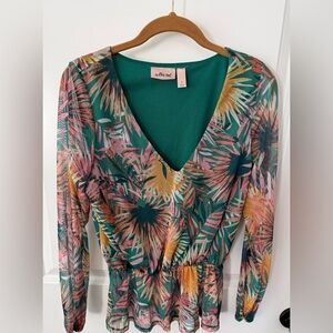 Floral V-Neck Blouse - Multicolor